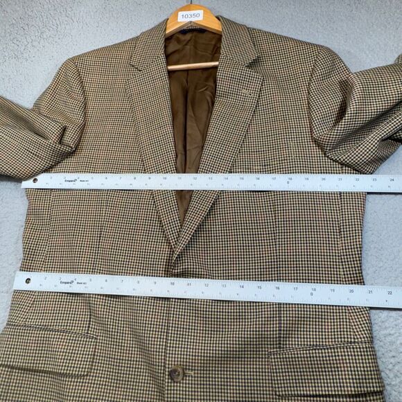 Brooks Brothers Sport Coat Men 44 Long Beige Madison 1818 Houndstooth Blazer - Picture 8 of 16